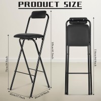 Thyle Folding Bar Stool With Backrest Leather Padded Counter Height Foldable Stool Portable Folding Stool Tall Bar Stools For