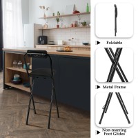 Thyle Folding Bar Stool With Backrest Leather Padded Counter Height Foldable Stool Portable Folding Stool Tall Bar Stools For