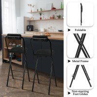 Thyle Folding Bar Stool With Backrest Leather Padded Counter Height Foldable Stool Portable Folding Stool Tall Bar Stools For