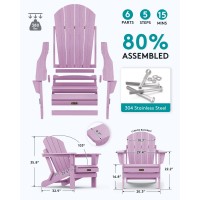 Serwall Foldable Adirondack Chair Set Of 2 For Patio Garden Outdoors Fire Pitlight Purple