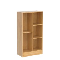 Leyaoyao 5 Cube Midcentury Modern Natural Wood Bookshelf With Base 3 Tier Storage Organizer Shelf Rustic Wood Display Cabinet