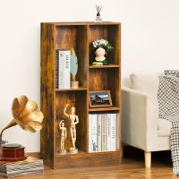 Leyaoyao 5 Cube Midcentury Modern Brown Wood Bookcase 3 Tier Storage Organizer Shelf Rustic Display Cabinet For Bedroom Livi