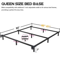 Bedsnus 7 Inch Metal Bed Frame Queen Size Compatible With Most Brand Box Spring Or Mattress 9Leg Support Bed Base Headboard