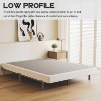 Bedsnus 7 Inch Metal Bed Frame Queen Size Compatible With Most Brand Box Spring Or Mattress 9Leg Support Bed Base Headboard