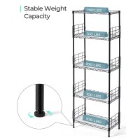 Linsy Home Upgrade 5Tier Storage Shelves Height Adjustable Pantry Shelves With 5 Hooks Shelf Liners Metal Shelves For Stora