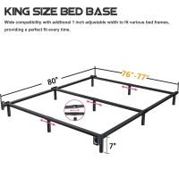 Bedsnus King Size Bed Frame 7 Inch Metal Basics Bed Frame Low Profile Base For Box Spring 9Leg Support Noisefree Easy Asse