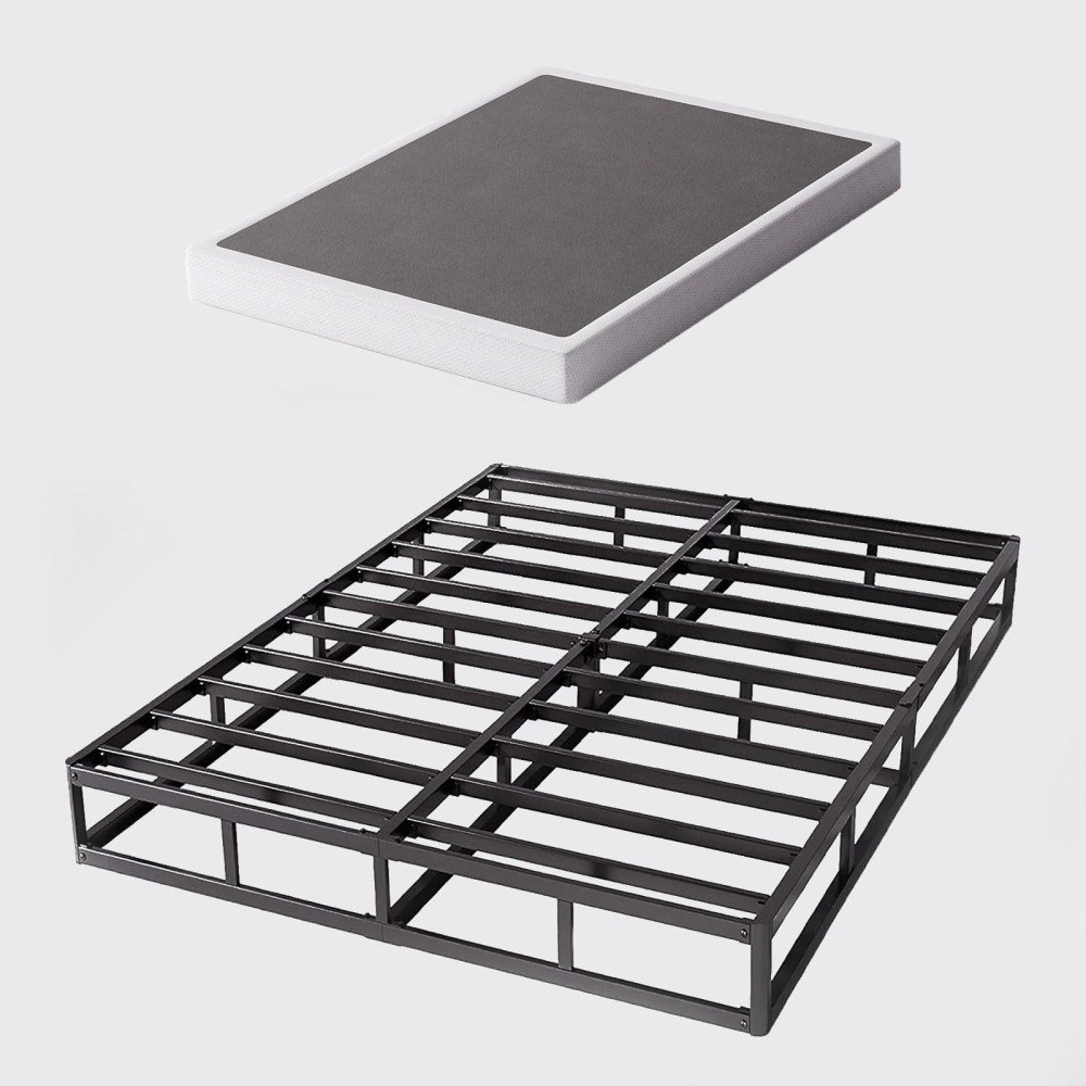 Bedsnus King Size Box Spring And Cover Set 9 Inch High Profile Metal Boxspring Heavy Duty Structure Mattress Foundation Noise