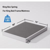 Bedsnus King Size Box Spring And Cover Set 9 Inch High Profile Metal Boxspring Heavy Duty Structure Mattress Foundation Noise