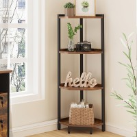 Hzuaneri Corner Shelf Stand Corner Bookshelf Storage Standing Shelf Unit With Metal Frame Plant Stand Corner Bookcase For Li