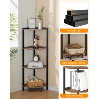 Hzuaneri Corner Shelf Stand Corner Bookshelf Storage Standing Shelf Unit With Metal Frame Plant Stand Corner Bookcase For Li