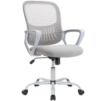 Sweetcrispy, Ergonomic Home, Computer Comfortable Armrests, Mesh Wheels, Office Desk, Mid-Back Task Lumbar Support, 1 Chair, Grey