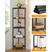 Hzuaneri Corner Shelf Stand Corner Bookshelf Storage Standing Shelf Unit With Metal Frame Plant Stand Corner Bookcase For Li