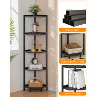 Hzuaneri Corner Shelf Stand Corner Bookshelf Storage Standing Shelf Unit With Metal Frame Plant Stand Corner Bookcase For Li