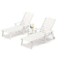 Lue Bona Chaise Lounge Chairs Set With Table 3Piece Hdps Material 3Year Warranty Patio Lounge Chair With Adjustable Backre