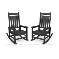 Serwall Outdoor Rocking Chair Set Of 2 Hdpe Rocking Chairs For Adult Black