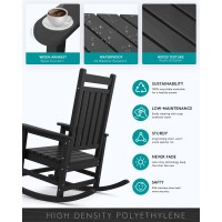 Serwall Outdoor Rocking Chair Set Of 2 Hdpe Rocking Chairs For Adult Black