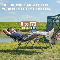 Timber Ridge Outdoor Reclining Padded With Adjustable Headrest And Cup Holder Foldable Zero Gravity Lawn Chair For Adults Suppo