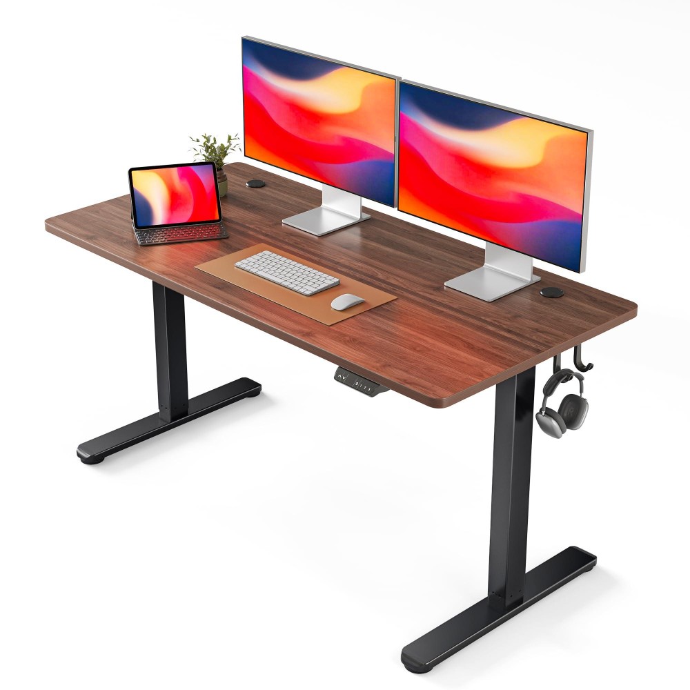 Fezibo Electric Standing Desk 55 X 24 Inches Height Adjustable Stand Up Desk Sit Stand Home Office Desk Computer Desk Black