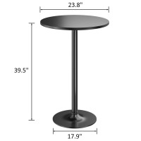 Furmax Bistro Pub Table 2 Pack Round Bar Height Cocktail Table Metal Base Mdf Top Obsidian Table With Black Leg 238Inch Top 3