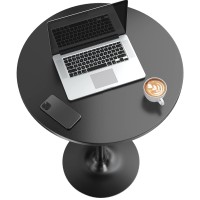 Furmax Bistro Pub Table 2 Pack Round Bar Height Cocktail Table Metal Base Mdf Top Obsidian Table With Black Leg 238Inch Top 3