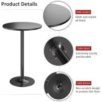 Furmax Bistro Pub Table 2 Pack Round Bar Height Cocktail Table Metal Base Mdf Top Obsidian Table With Black Leg 238Inch Top 3