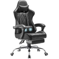 Shahoo Gaming Chair With Footrest And Massage Fuction Lumbar Support 360Swivel And Height Adjustable Seat With Headrest For Off