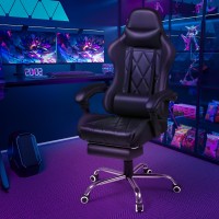 Shahoo Gaming Chair With Footrest And Massage Fuction Lumbar Support 360Swivel And Height Adjustable Seat With Headrest For Off