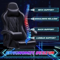 Shahoo Gaming Chair With Footrest And Massage Fuction Lumbar Support 360Swivel And Height Adjustable Seat With Headrest For Off