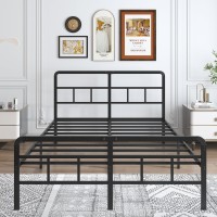 Hobinche Queen Size Metal Bed Frame With Headboard And Footboard, 14 Inch Black Heavy Duty Mattress Foundation With Steel Slat Support, No Box Spring Needed, Noise Free