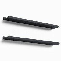 Boswillon 36 Inches Long Floating Shelves Wall Mounted 2 Set Modern Black Wall Shelf For Bedroom Nursery Book Shelf With Lip