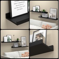 Boswillon 36 Inches Long Floating Shelves Wall Mounted 2 Set Modern Black Wall Shelf For Bedroom Nursery Book Shelf With Lip