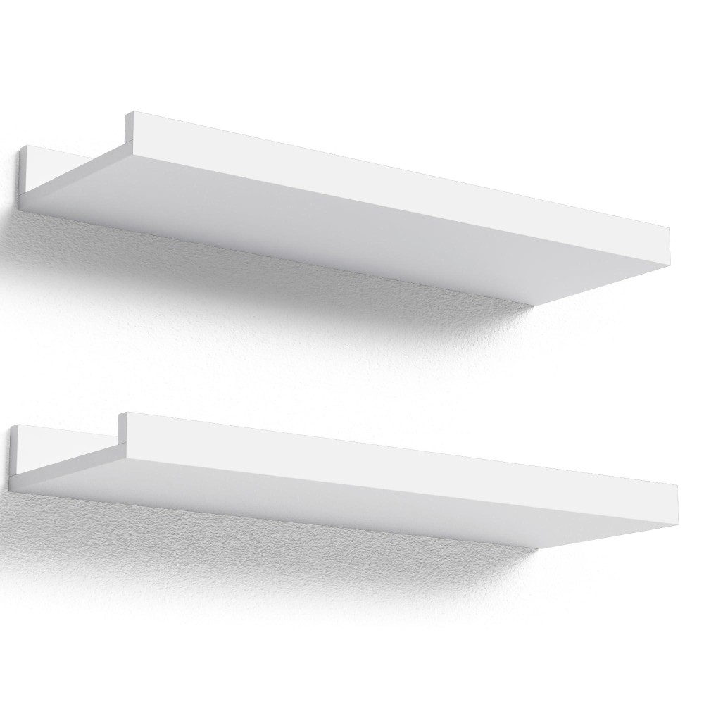 Boswillon Floating Shelves Wall Mounted Set Of 2 Modern White Shelves For Bedroom Nursery Shelves With Lip Display Picture Le