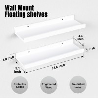 Boswillon Floating Shelves Wall Mounted Set Of 2 Modern White Shelves For Bedroom Nursery Shelves With Lip Display Picture Le