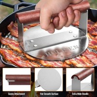 Hulisen Burger Smasher Stainless Steel Smashed Burger Press 6 Inch Hamburger Press For Griddle Heavyduty Grill Press With Wo