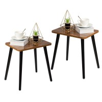 Foraofur End Table Set Of 2 Modern Wooden Side Table For Living Room Bedroom Boho Side Table Small Side Table For Small Space