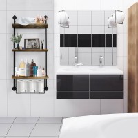 Gilpwa 3Tier Bathroom Shelves Wall Mounted Floating Shelves With Basket Easy Assemble Industrial Pipe Shelving Antirust Wal