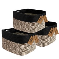 Comfy-Homi 3Pack Cotton Rope Square Basket With Handles For Shelvesdog Toy Basket Bin And Storagebaby Basket For Giftshoe Basket For Organizingnew 13.5