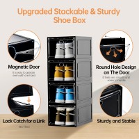 Amllas 12 Pack Shoe Boxes Stackable Upgraded Sturdy Shoe Storage Boxes With Clear Magnetic Door Multifunctional Sneaker Storage