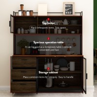 ECACAD Modern Wood Sideboard Buffet Storage Cabinet with Hutch, 3 Metal Mesh Doors, 3 Drawers & Shelves, Kitchen Pantry Cupboard Console Table for Living Room, Dining Room, Brown
