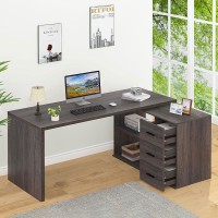 Hsh L Shaped Computer Desk With Drawers L Shaped Desk With Storage Cabinet Shelves Large Reversible Corner Executive Home Offi