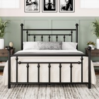 Allewie 14 Inch Queen Size Metal Platform Bed Frame With Victorian Vintage Headboard And Footboardunder Bed Storageno Box Spri