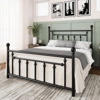 Allewie 14 Inch Queen Size Metal Platform Bed Frame With Victorian Vintage Headboard And Footboardunder Bed Storageno Box Spri