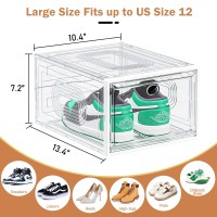 Cakraie 10 Pack Thicken Shoe Organizer Stackable Upgraded Sturdy Shoe Storage Box With Magnetic Door Shoe Containers For Sneaker