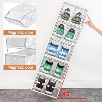 Cakraie 10 Pack Thicken Shoe Organizer Stackable Upgraded Sturdy Shoe Storage Box With Magnetic Door Shoe Containers For Sneaker