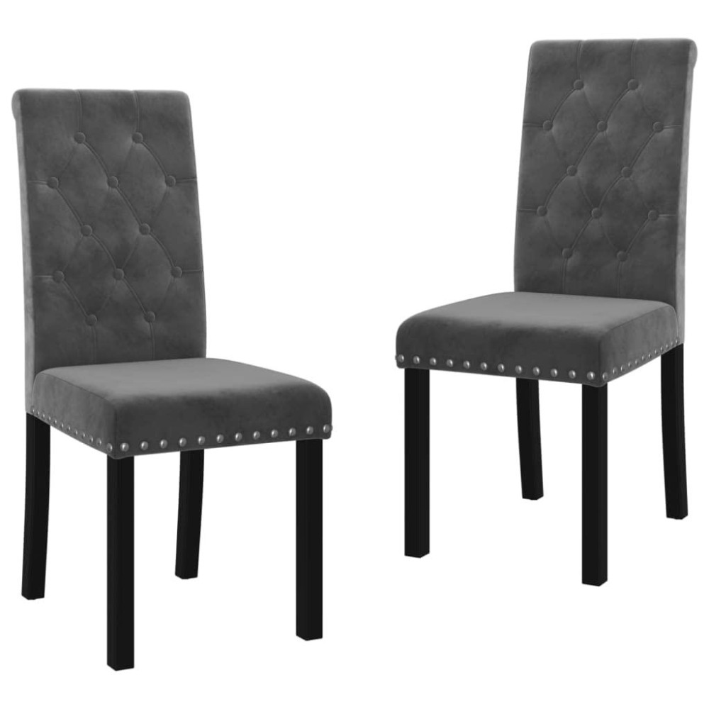 Bussandri Exclusive - Dining Chairs 2 Pcs Velvet Dark Grey