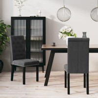 Bussandri Exclusive - Dining Chairs 2 Pcs Velvet Dark Grey