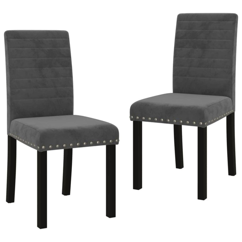 Bussandri Exclusive - Dining Chairs 2 Pcs Velvet Dark Grey