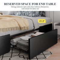 Allewie Full Size Platform Bed Frame With 3 Storage Drawers Faux Leather Upholstered Wooden Slats Support No Box Spring Neede