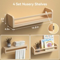 Boswillon Dualguard Nursery Book Shelves Set Of 4 Floating Shelves For Nursery Room Wall Decor Wall Mount Kids Bookshelf For