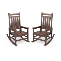 Serwall Hdpe Outdoor Rocking Chair Set Of 2 Outdoor Rocking Chairs All Weather Outdoor Rockers For Lawn Brown